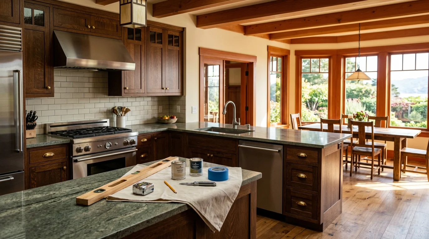 Construction crew working on a residential home addition in Marin County