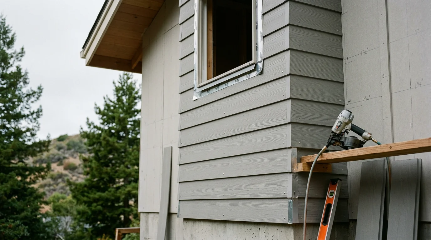 Freshly installed exterior siding on a residential home in Marin County, California, showing clean panel alignment and a sealed exterior wall. The home sits in a typical Bay Area neighborhood setting with natural light highlighting the finished cladding.